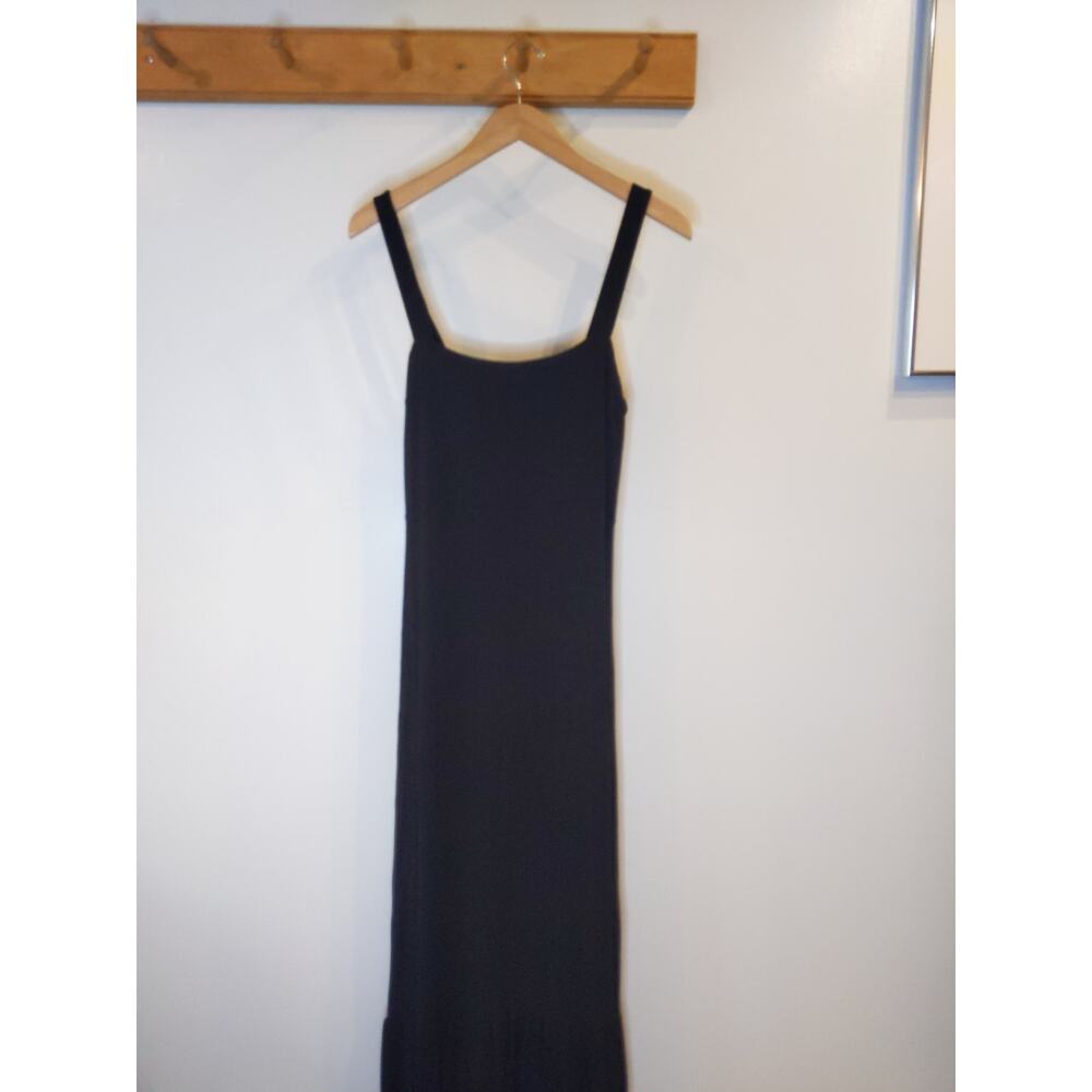 BANANA REPUBLIC Black Tiered Maxi Dress Tank Sleeveless Modal Soft Size L Large